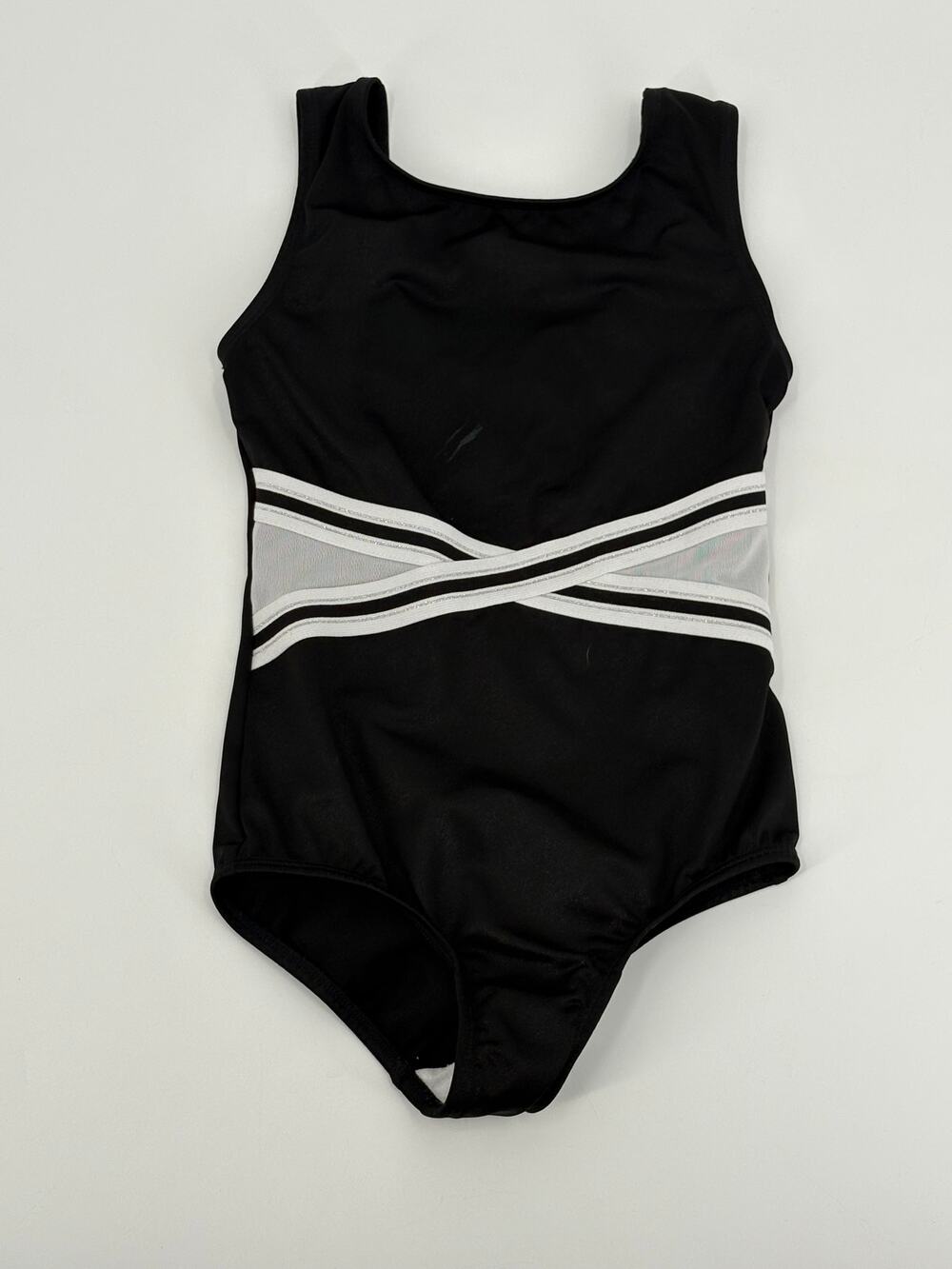 More Than Magic Black & White Stripe Athletic Bodysuit Leotard Size M